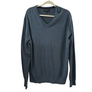 Banana Republic XL Blue V-Neck Sweater Cotton Silk Cashmere Luxe Yarn Classic